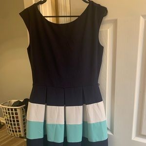 Navy baby blue and white dress
